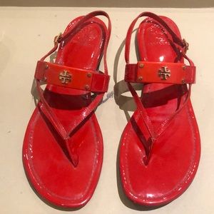 Tory burch red patent sandals size 9.5